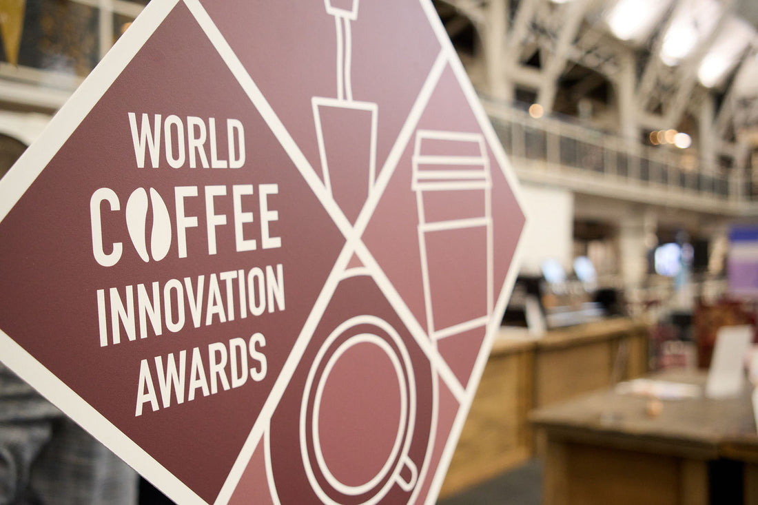 A sign showing World Coffee Innovation Awards