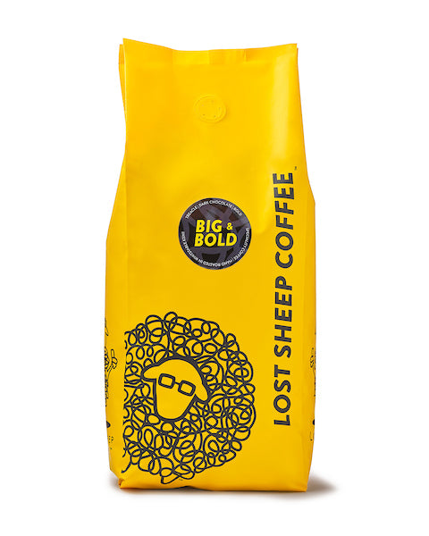 Lost Sheep coffee Big & Bold packaging against a white background.