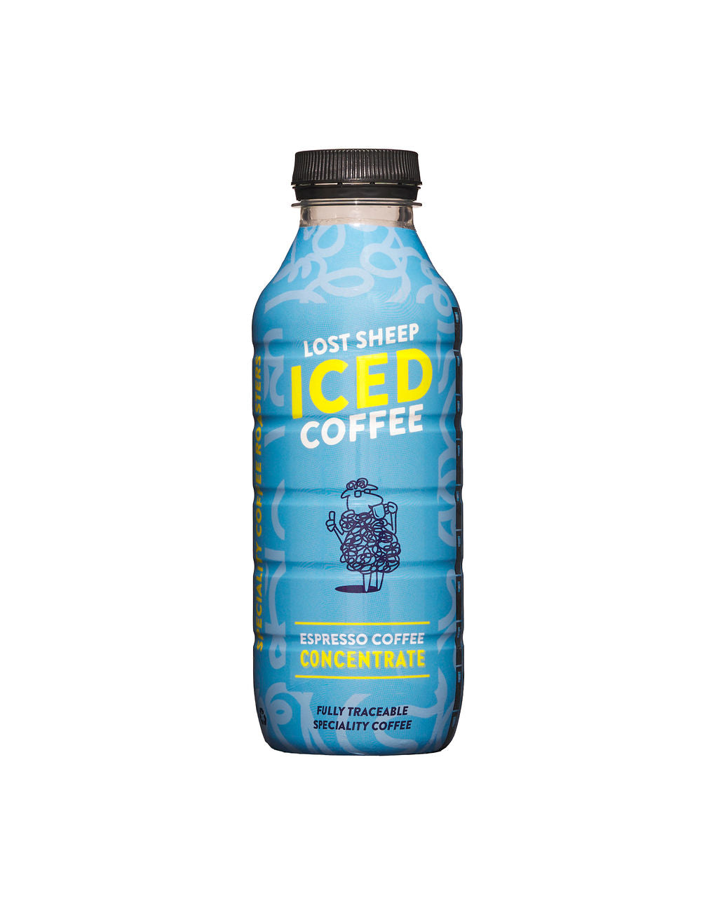 Lost Sheep iced coffee concentrate bottle on a white background