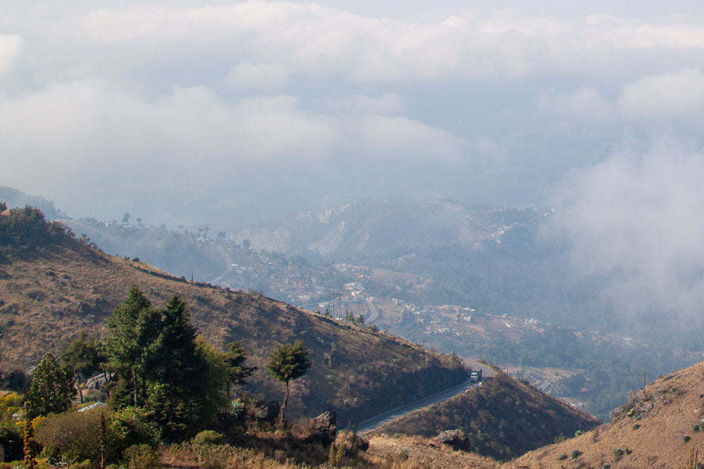 Guatemalan hills surrounded by clouds