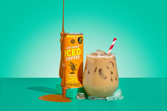 Iced Caramel latte by Lost Sheep Coffee