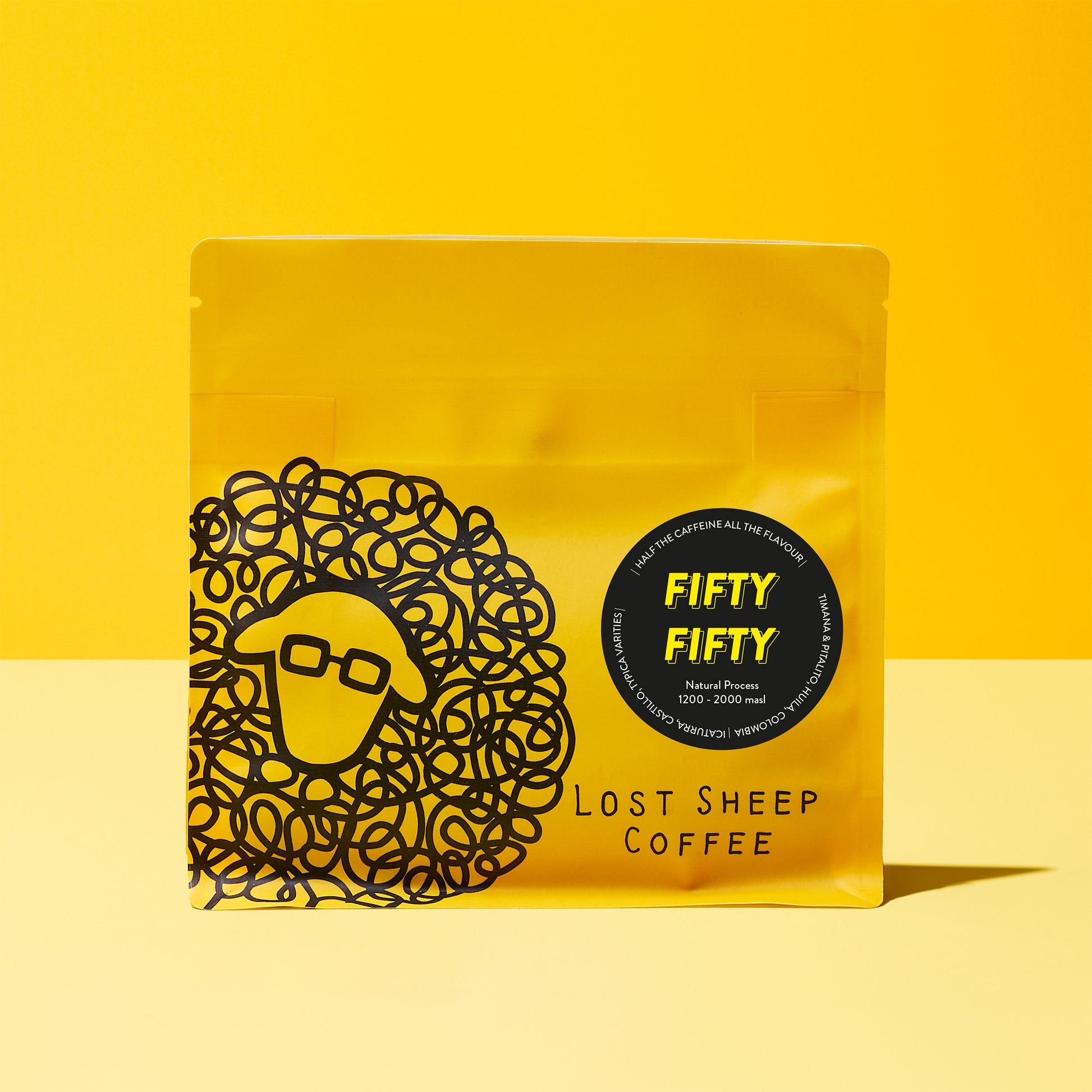 Lost Sheep Coffee fifty fifty half the caffeine coffee