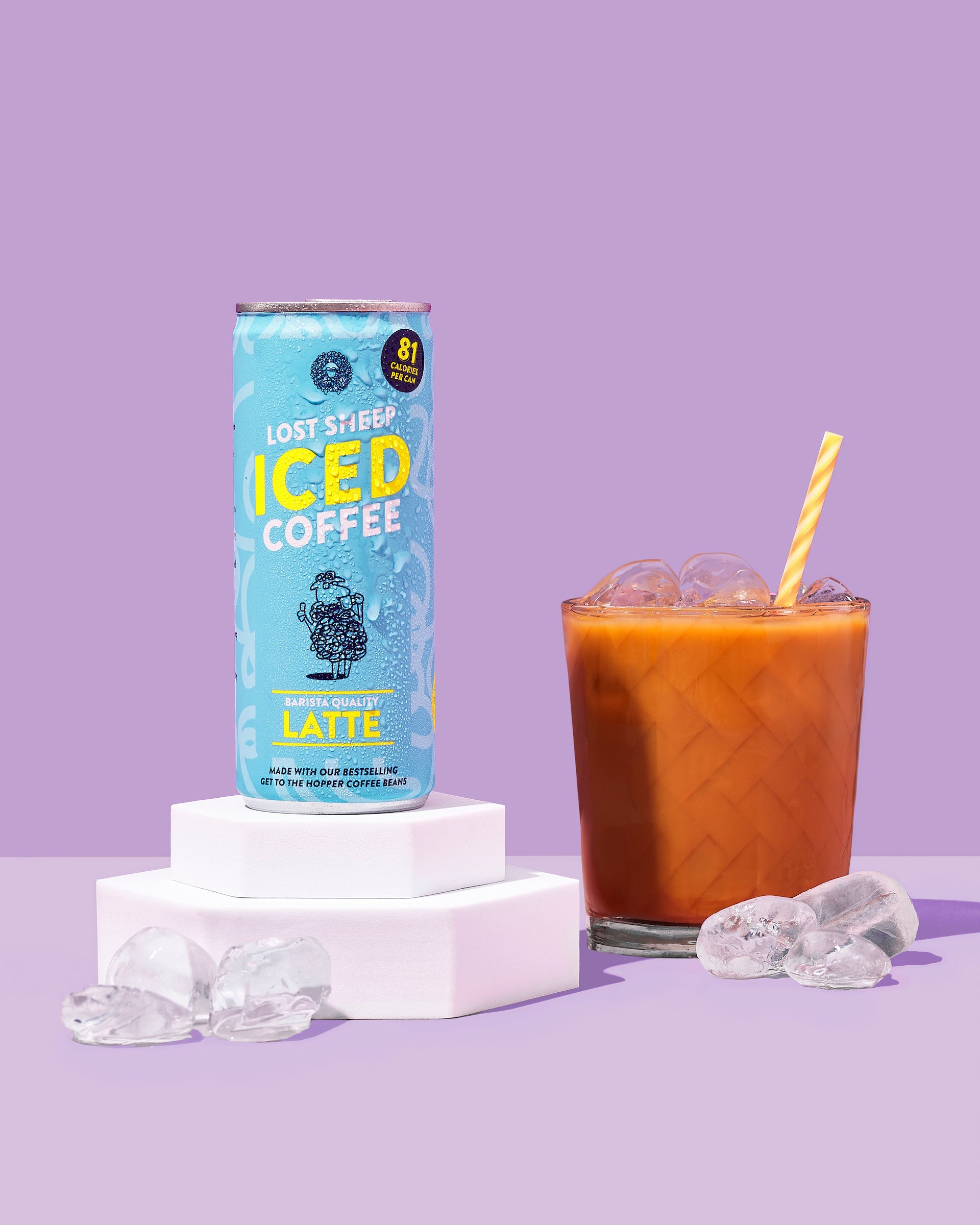 Lost Sheep Coffee ready to drink can and glass of coffee